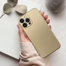 Apple iPhone 15 Pro, Szilikon tok, mikrofiber plüss belső, csillogó hátlap, Metallic Case, arany