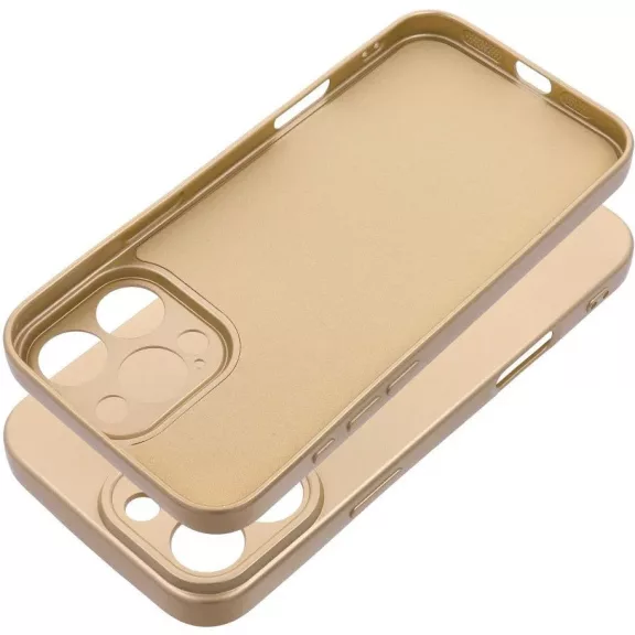 Apple iPhone 15 Pro Max, Szilikon tok, mikrofiber plüss belső, csillogó hátlap, Metallic Case, arany