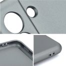 Apple iPhone 16 Pro, Szilikon tok, mikrofiber plüss belső, csillogó hátlap, Metallic Case, szürke