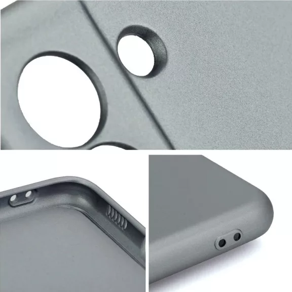 Apple iPhone 16 Pro, Szilikon tok, mikrofiber plüss belső, csillogó hátlap, Metallic Case, szürke