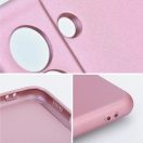 Apple iPhone 16e / 17e, Szilikon tok, mikrofiber plüss belső, csillogó hátlap, Metallic Case, rózsaszín