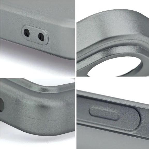 Apple iPhone Air (2025), Szilikon tok, mikrofiber plüss belső, csillogó hátlap, Metallic Case, szürke