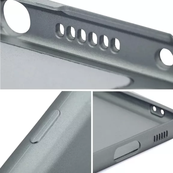 Samsung Galaxy A14 4G / A14 5G SM-A145F / A146B, Szilikon tok, mikrofiber plüss belső, csillogó hátlap, Metallic Case, szürke