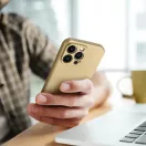 Samsung Galaxy A17 4G / A17 5G SM-A175F / A176B, Szilikon tok, mikrofiber plüss belső, csillogó hátlap, Metallic Case, arany