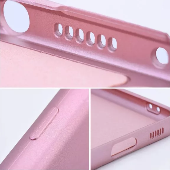 Samsung Galaxy A36 5G SM-A366B, Szilikon tok, mikrofiber plüss belső, csillogó hátlap, Metallic Case, rózsaszín