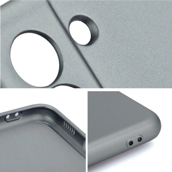 Xiaomi Redmi 15 4G (171 mm) / 15 5G (171 mm), Szilikon tok, mikrofiber plüss belső, csillogó hátlap, Metallic Case, szürke