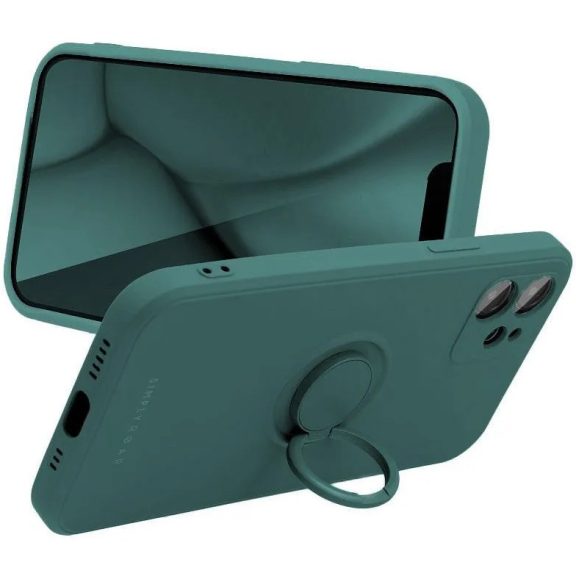 Apple iPhone 17, Szilikon tok, stand, telefontartó gyűrű, Roar Amber, zöld
