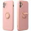 Apple iPhone 15 Plus, Szilikon tok, stand, telefontartó gyűrű, Roar Amber, rózsaszín