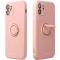 Apple iPhone 15 Pro, Szilikon tok, stand, telefontartó gyűrű, Roar Amber, rózsaszín