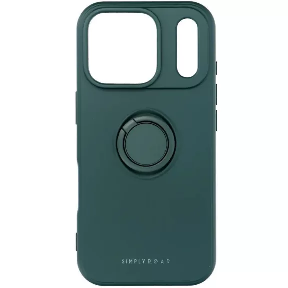 Apple iPhone 15 Pro, Szilikon tok, stand, telefontartó gyűrű, Roar Amber, zöld