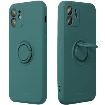   Apple iPhone 15 Pro Max, Szilikon tok, stand, telefontartó gyűrű, Roar Amber, zöld