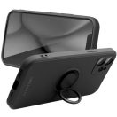 Apple iPhone 16 Pro, Szilikon tok, stand, telefontartó gyűrű, Roar Amber, fekete