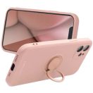 Apple iPhone 16 Pro Max, Szilikon tok, stand, telefontartó gyűrű, Roar Amber, rózsaszín