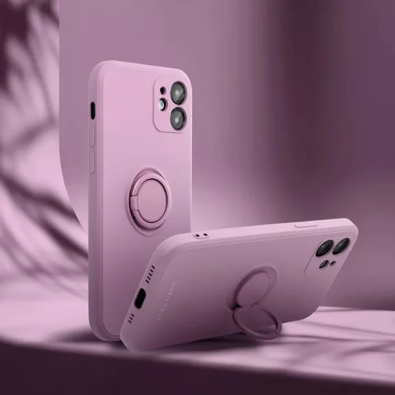 Samsung Galaxy A15 4G / A15 5G SM-A155F / A156B, Szilikon tok, stand, telefontartó gyűrű, Roar Amber, lila