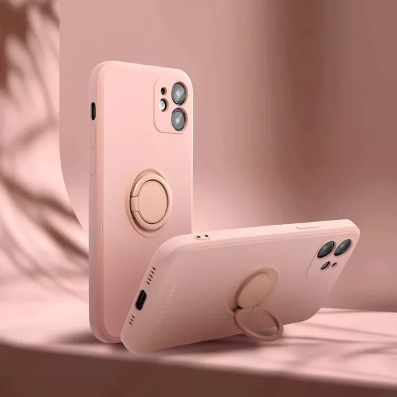 Samsung Galaxy A15 4G / A15 5G SM-A155F / A156B, Szilikon tok, stand, telefontartó gyűrű, Roar Amber, rózsaszín