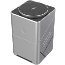 Univerzális vezeték nélküli töltő állomás 3in1, Qi Wireless, 15W, asztali tartó, mágneses, forgatható, Magsafe kompatibilis eszközökhöz, Geometric Charger, ezüst