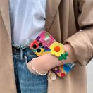 Apple iPhone 14, Szilikon tok, kézpánttal, virág minta, Flower Case, mintás