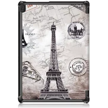   Xiaomi Pad 6 (11.0) / Pad 6 Pro (11.0), mappa tok, Eiffel torony, térkép minta, Trifold, szürke