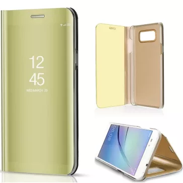  Samsung Galaxy A05s SM-A057F, Oldalra nyíló tok, hívás mutatóval, Smart View Cover, arany (utángyártott)