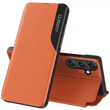   Samsung Galaxy A15 4G / A15 5G SM-A155F / A156B, Oldalra nyíló tok, stand, hívás mutatóval, Wooze FashionBook, sárga