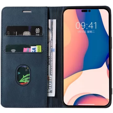   Samsung Galaxy A25 5G SM-A256B, Oldalra nyíló tok, stand, kártyatartóval, kézpánttal, Wooze Business Plus, kék