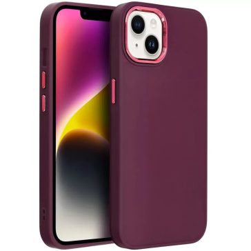   Motorola Moto G73 5G, Szilikon tok, közepesen ütésálló, fémhatású kamera keret, Frame Case, lila