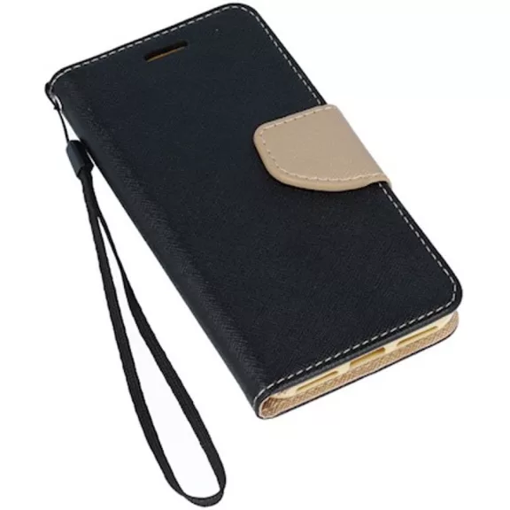 Samsung Galaxy A15 4G / A15 5G SM-A155F / A156B, Oldalra nyíló tok, stand, Fancy Book, fekete/arany