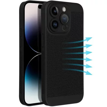   Samsung Galaxy A05 SM-A055F, Műanyag hátlap védőtok, légáteresztő, lyukacsos minta, Breezy, fekete