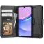 Samsung Galaxy A15 4G / A15 5G SM-A155F / A156B, Oldalra nyíló tok, stand, mágnes csattal, TP Wallett, fekete