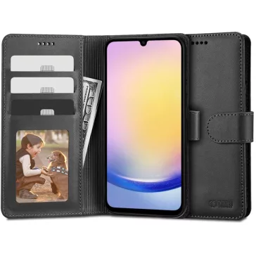   Samsung Galaxy A25 5G SM-A256B, Oldalra nyíló tok, stand, mágnes csattal, TP Wallett, fekete