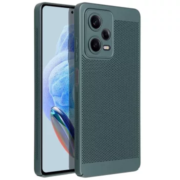   Samsung Galaxy A35 5G SM-A356B, Műanyag hátlap védőtok, légáteresztő, lyukacsos minta, Breezy, sötétzöld