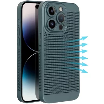   Samsung Galaxy A35 5G SM-A356B, Műanyag hátlap védőtok, légáteresztő, lyukacsos minta, Breezy, sötétzöld