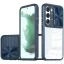 Samsung Galaxy A13 5G / A04s SM-A136U / A047F, Műanyag hátlap + szilikon keret, átlátszó akril hátlap, kamera védelem, Wooze Trendy, sötétkék