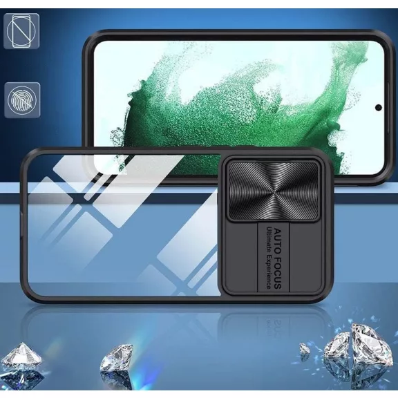 Samsung Galaxy A13 5G / A04s SM-A136U / A047F, Műanyag hátlap + szilikon keret, átlátszó akril hátlap, kamera védelem, Wooze Trendy, fekete