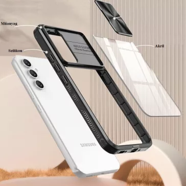   Samsung Galaxy A12 / A12 Nacho / M12 SM-A125F / A127F / M127F, Műanyag hátlap + szilikon keret, átlátszó akril hátlap, kamera védelem, Wooze Trendy, lila