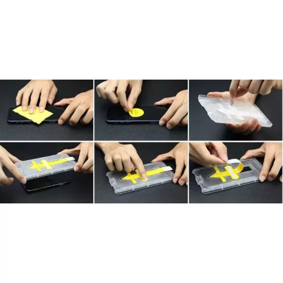 Samsung Galaxy A35 5G SM-A356B, Kijelzővédő fólia, ütésálló fólia (az íves részre NEM hajlik rá!), Tempered Glass (edzett üveg), segéd kerettel, Wooze Gorilla Glass, Clear