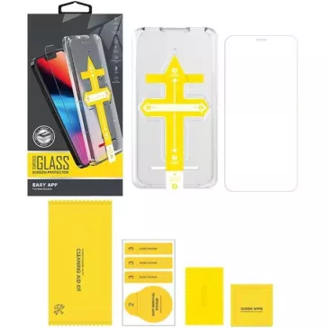   Samsung Galaxy A54 5G SM-A546B, Kijelzővédő fólia, ütésálló fólia (az íves részre NEM hajlik rá!), Tempered Glass (edzett üveg), segéd kerettel, Wooze Gorilla Glass, Clear