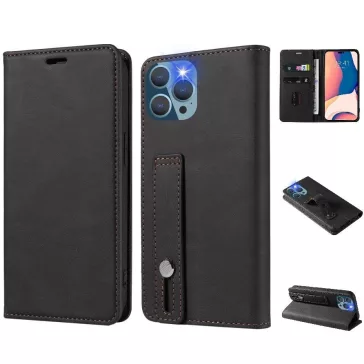  Samsung Galaxy A35 5G SM-A356B, Oldalra nyíló tok, stand, kártyatartóval, kézpánttal, Wooze Business Plus, fekete