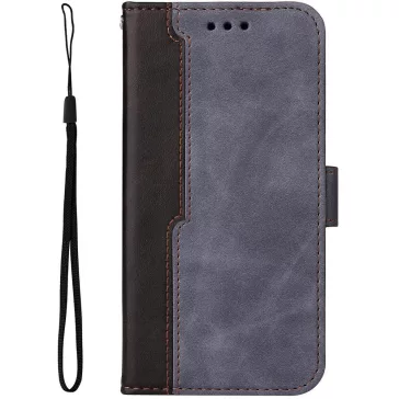   Samsung Galaxy A55 5G SM-A556B, Oldalra nyíló tok, stand, kártyatartóval, kézpánttal, Wooze Colour Wallet, szürke