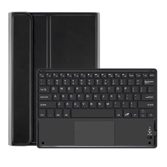 Apple iPad Pro 11 (2024 / 2025), Bluetooth billentyűzetes, mappa tok, Touch Pad, mágneses rögzítés, Wooze Simple Touch, fekete
