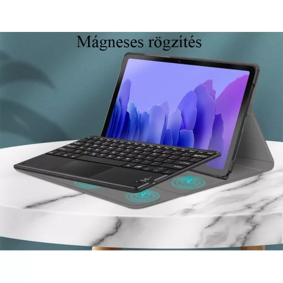 Apple iPad Pro 11 (2024 / 2025), Bluetooth billentyűzetes, mappa tok, Touch Pad, mágneses rögzítés, Wooze Simple Touch, fekete