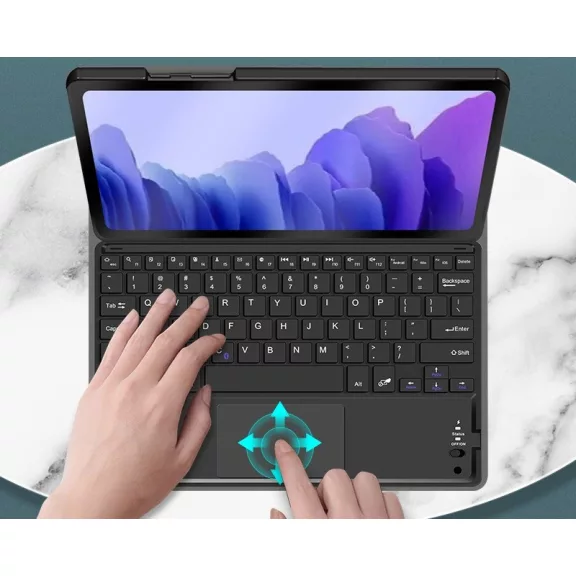 Apple iPad Pro 13 (2024 / 2025), Bluetooth billentyűzetes, mappa tok, Touch Pad, mágneses rögzítés, Wooze Simple Touch, fekete