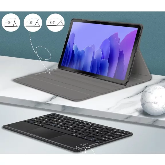Apple iPad Pro 13 (2024 / 2025), Bluetooth billentyűzetes, mappa tok, Touch Pad, mágneses rögzítés, Wooze Simple Touch, fekete
