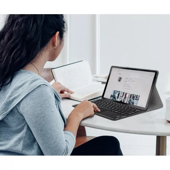 Apple iPad Pro 13 (2024 / 2025), Bluetooth billentyűzetes, mappa tok, Touch Pad, mágneses rögzítés, Wooze Simple Touch, fekete