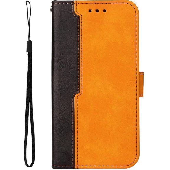 Apple iPhone 16 Pro, Oldalra nyíló tok, stand, kártyatartóval, kézpánttal, Wooze Colour Wallet, narancssárga