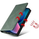 Apple iPhone 16 Pro Max, Oldalra nyíló tok, stand, kártyatartóval, kézpánttal, Wooze Business Plus, sötétzöld