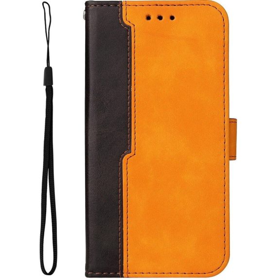Xiaomi 14 Ultra, Oldalra nyíló tok, stand, kártyatartóval, kézpánttal, Wooze Colour Wallet, narancssárga