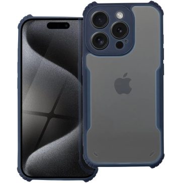   Apple iPhone 14 Plus, Szilikon tok, közepesen ütésálló, légpárnás sarok, akril hátlap, Anti-Drop Case, átlátszó/sötétkék