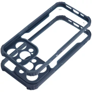   Samsung Galaxy A15 4G / A15 5G SM-A155F / A156B, Szilikon tok, közepesen ütésálló, légpárnás sarok, akril hátlap, Anti-Drop Case, átlátszó/sötétkék