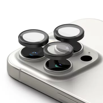   Apple iPhone 16 Pro / 16 Pro Max, Kamera lencsevédő fólia, ütésálló fólia, Tempered Glass (edzett üveg), alumínium keret, Ringke Camera Frame Protector, fekete